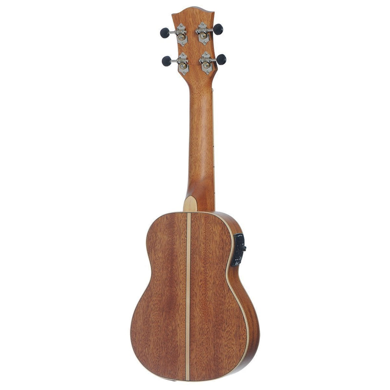 TMS-5P-NST-Tiki '5 Series' Mahogany Solid Top Electric Soprano Ukulele with Hard Case (Natural Satin)-Living Music