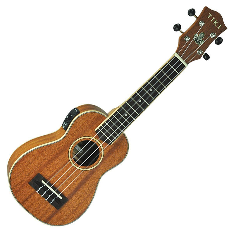TMS-5P-NST-Tiki '5 Series' Mahogany Solid Top Electric Soprano Ukulele with Hard Case (Natural Satin)-Living Music