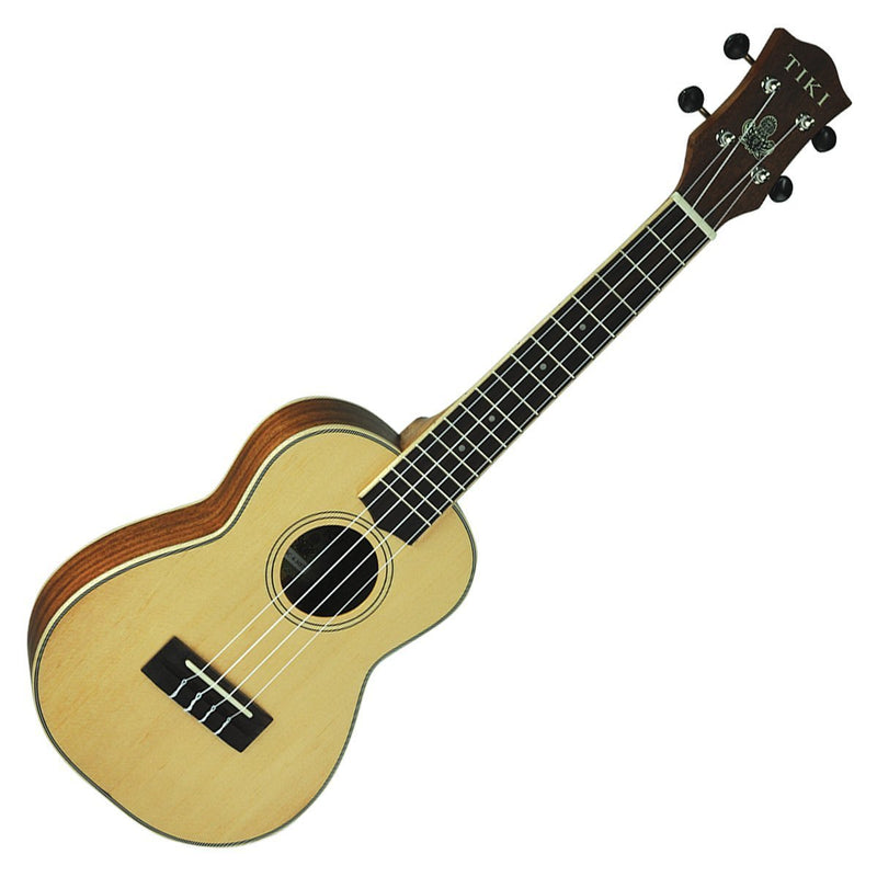 TSC-6-NST-Tiki '6 Series' Spruce Solid Top Concert Ukulele with Hard Case (Natural Satin)-Living Music
