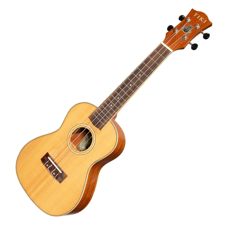 TSC-6P-NST-Tiki '6 Series' Spruce Solid Top Electric Concert Ukulele with Hard Case (Natural Satin)-Living Music