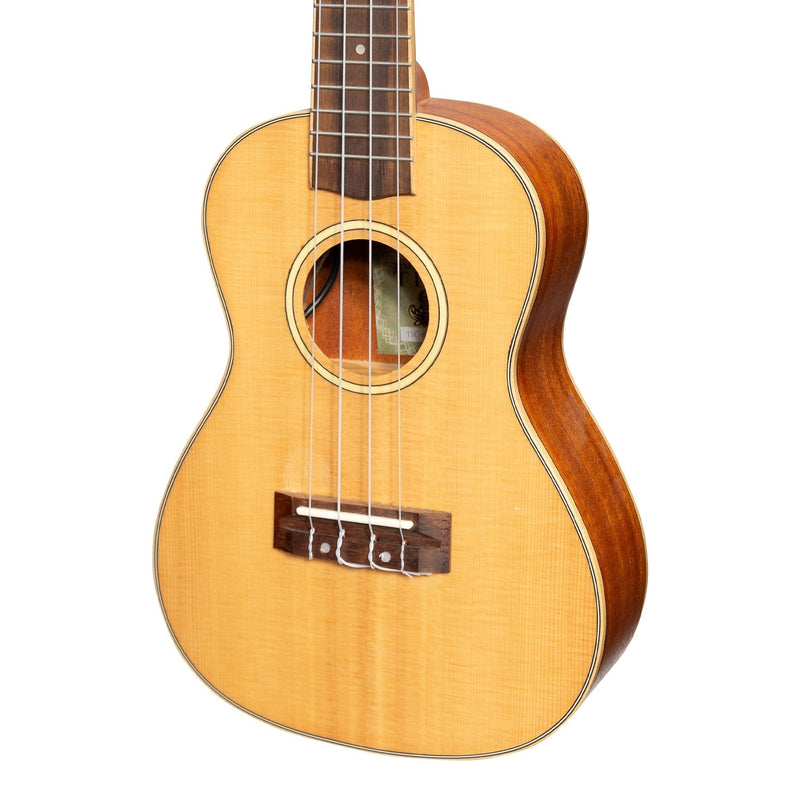 -Tiki '6 Series' Spruce Solid Top Electric Concert Ukulele with Hard Case (Natural Satin)-Living Music