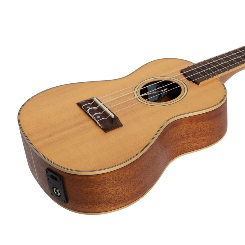 -Tiki '6 Series' Spruce Solid Top Electric Concert Ukulele with Hard Case (Natural Satin)-Living Music