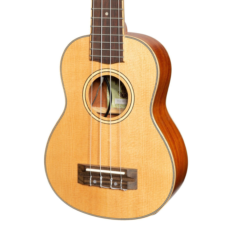 TSS-6P-NST-Tiki '6 Series' Spruce Solid Top Electric Soprano Ukulele with Hard Case (Natural Satin)-Living Music