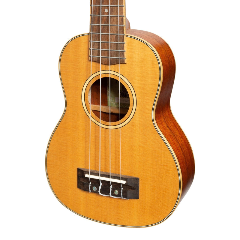 -Tiki '6 Series' Spruce Solid Top Soprano Ukulele with Hard Case (Natural Satin)-Living Music