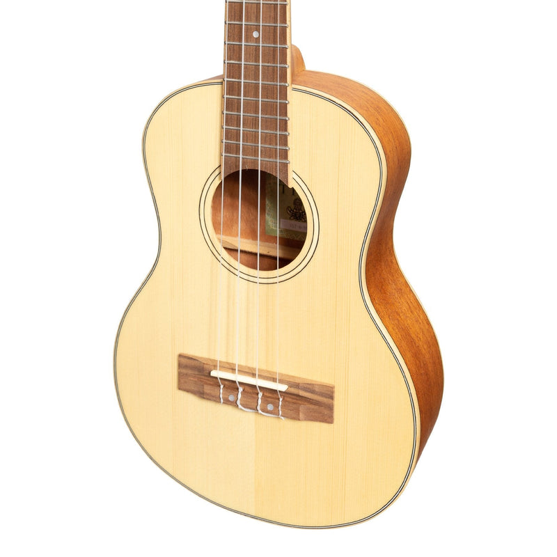 TST-6-NST-Tiki '6 Series' Spruce Solid Top Tenor Ukulele with Hard Case (Natural Satin)-Living Music