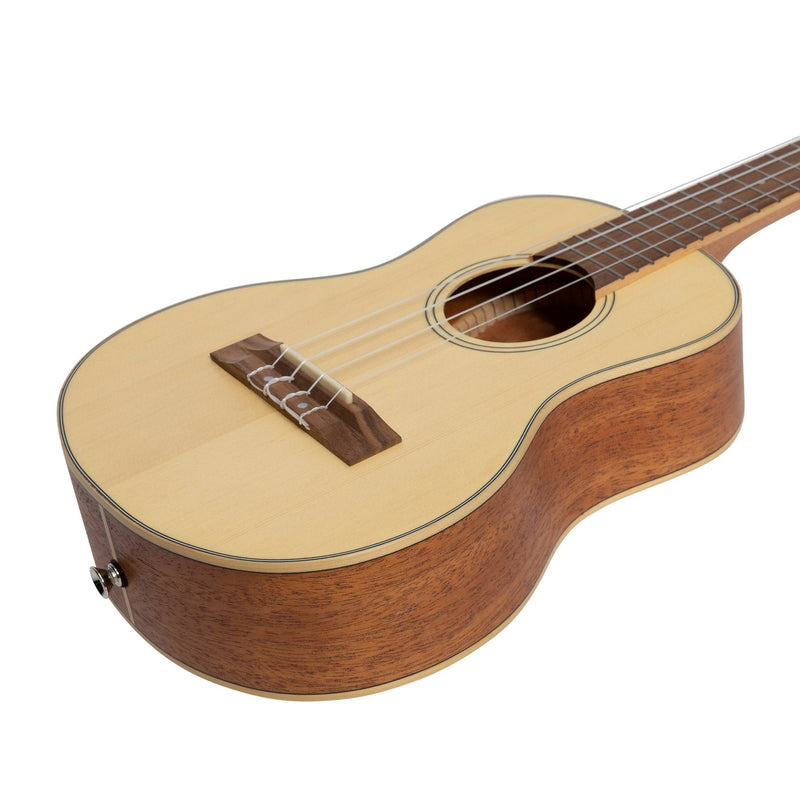 TST-6-NST-Tiki '6 Series' Spruce Solid Top Tenor Ukulele with Hard Case (Natural Satin)-Living Music