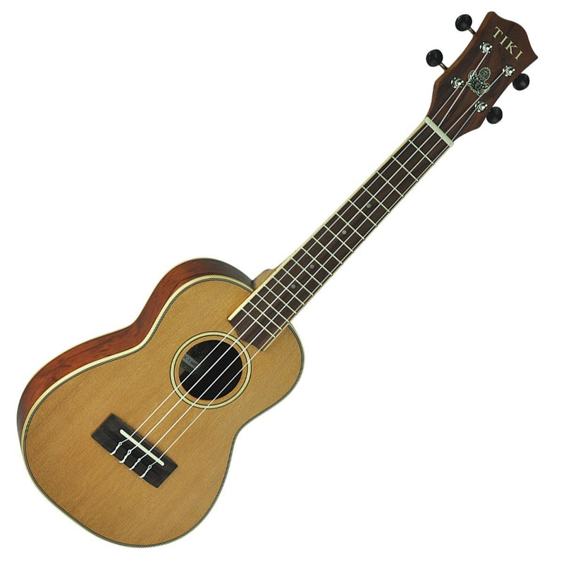 -Tiki '7 Series' Cedar Solid Top Concert Ukulele with Hard Case (Natural Satin)-Living Music