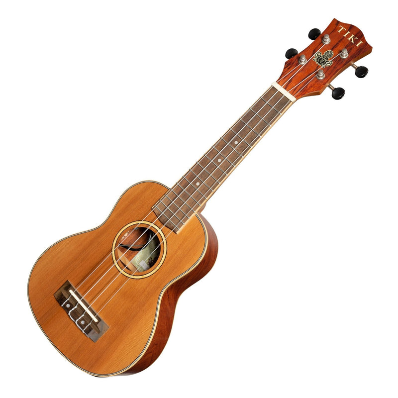 TCS-7P-NST-Tiki '7 Series' Cedar Solid Top Electric Soprano Ukulele with Hard Case (Natural Satin)-Living Music