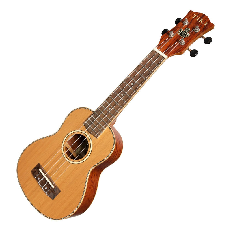 TCS-7-NST-Tiki '7 Series' Cedar Solid Top Soprano Ukulele with Hard Case (Natural Satin)-Living Music