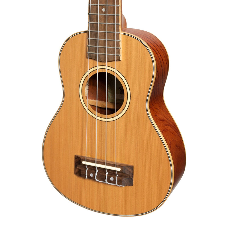 TCS-7-NST-Tiki '7 Series' Cedar Solid Top Soprano Ukulele with Hard Case (Natural Satin)-Living Music