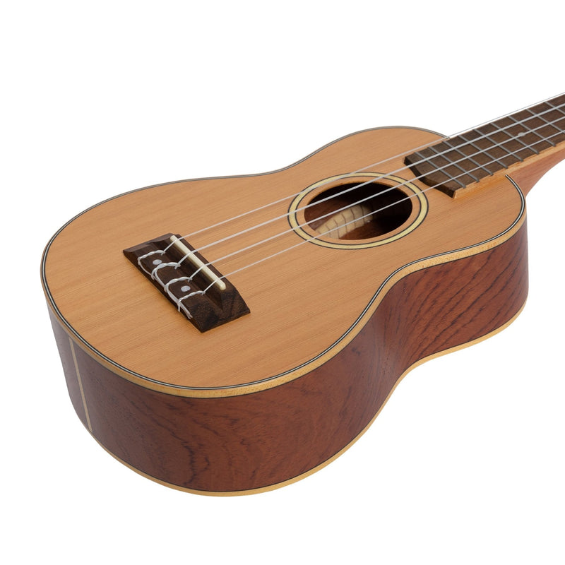 TCS-7-NST-Tiki '7 Series' Cedar Solid Top Soprano Ukulele with Hard Case (Natural Satin)-Living Music