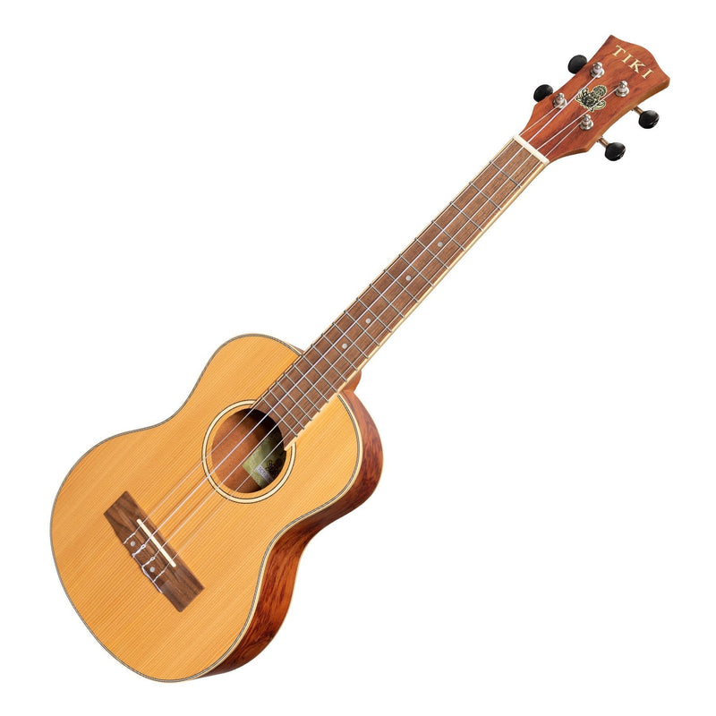 -Tiki '7 Series' Cedar Solid Top Tenor Ukulele with Hard Case (Natural Satin)-Living Music