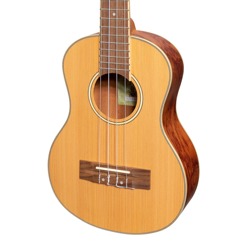 TCT-7-NST-Tiki '7 Series' Cedar Solid Top Tenor Ukulele with Hard Case (Natural Satin)-Living Music