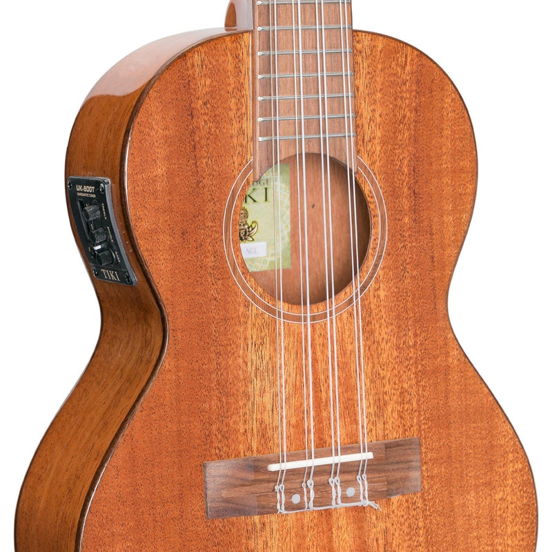 T8E-NGL-Tiki 8 String Mahogany Solid Top Electric Ukulele with Gig Bag (Natural Gloss)-Living Music