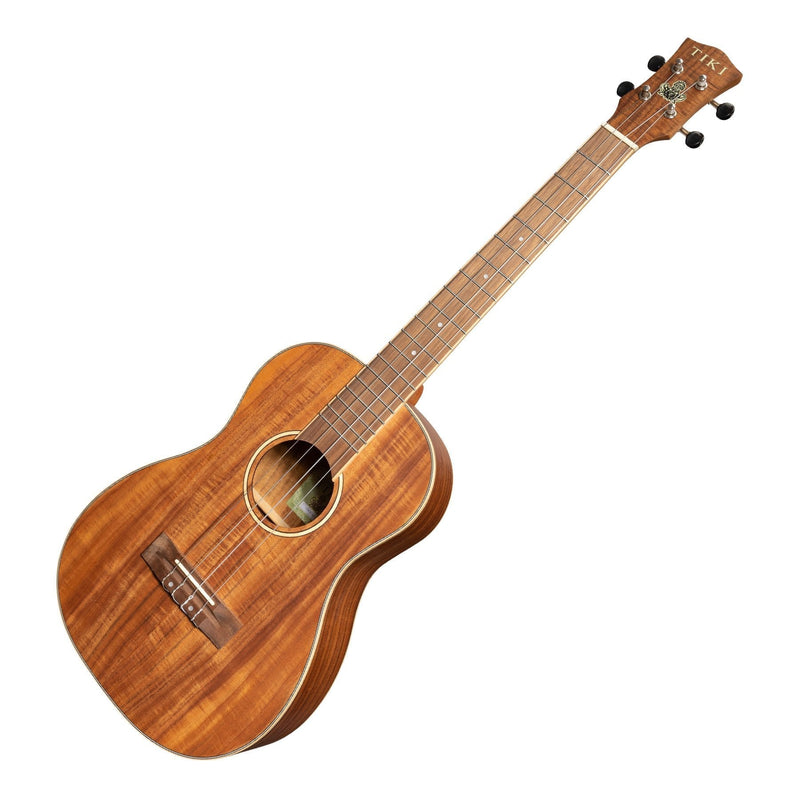 -Tiki '9 Series' Koa Solid Top Baritone Ukulele with Hard Case (Natural Satin)-Living Music