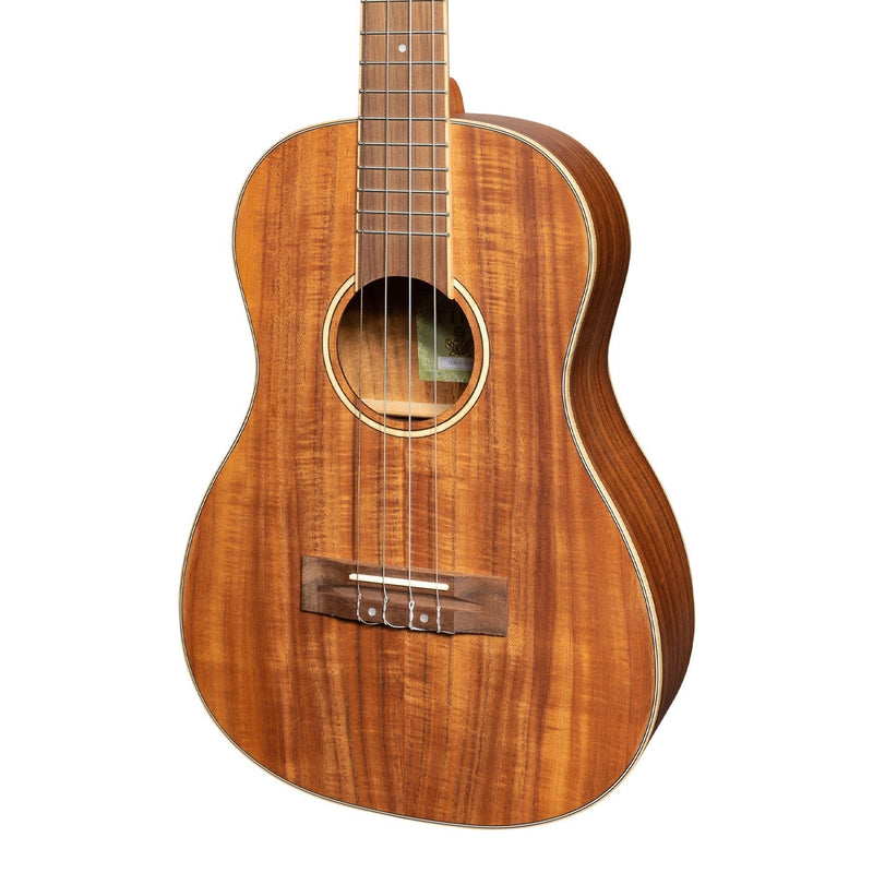 -Tiki '9 Series' Koa Solid Top Baritone Ukulele with Hard Case (Natural Satin)-Living Music