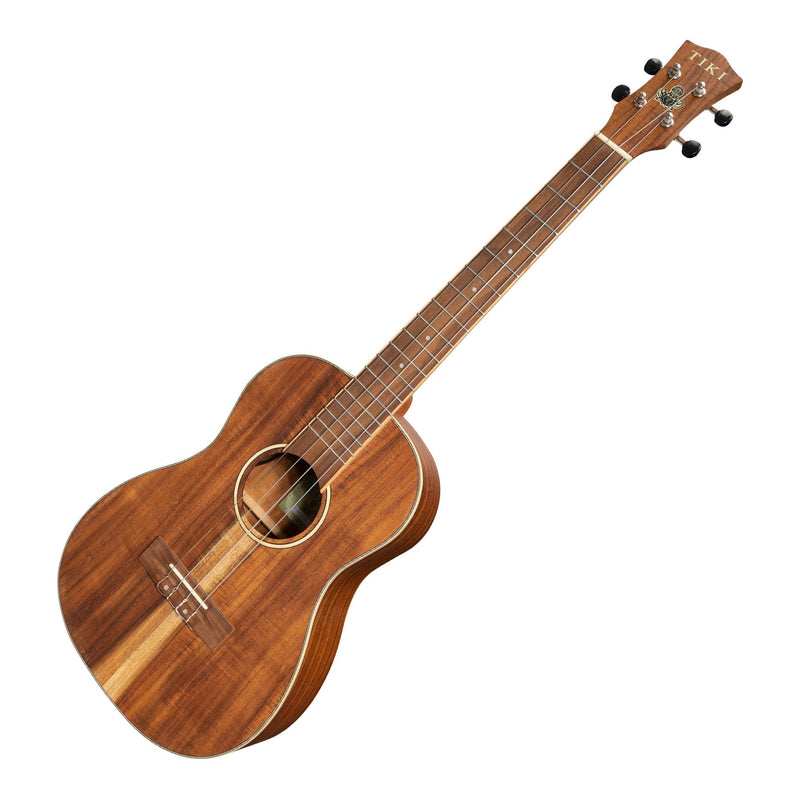 -Tiki '9 Series' Koa Solid Top Electric Baritone Ukulele with Hard Case (Natural Satin)-Living Music