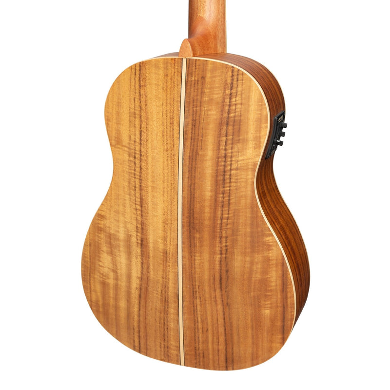-Tiki '9 Series' Koa Solid Top Electric Baritone Ukulele with Hard Case (Natural Satin)-Living Music