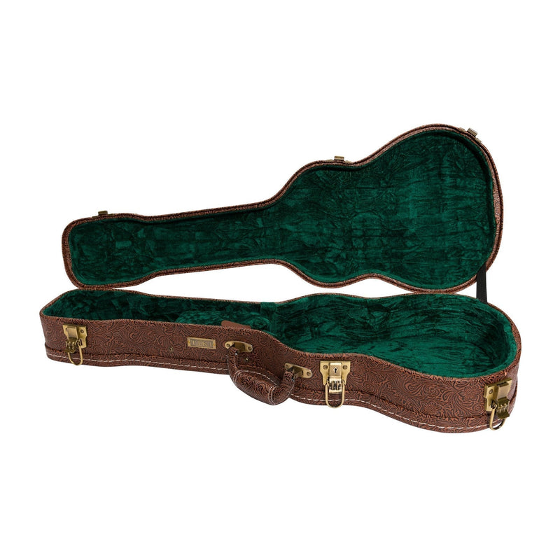 -Tiki '9 Series' Koa Solid Top Electric Cutaway Baritone Ukulele with Hard Case (Natural Satin)-Living Music