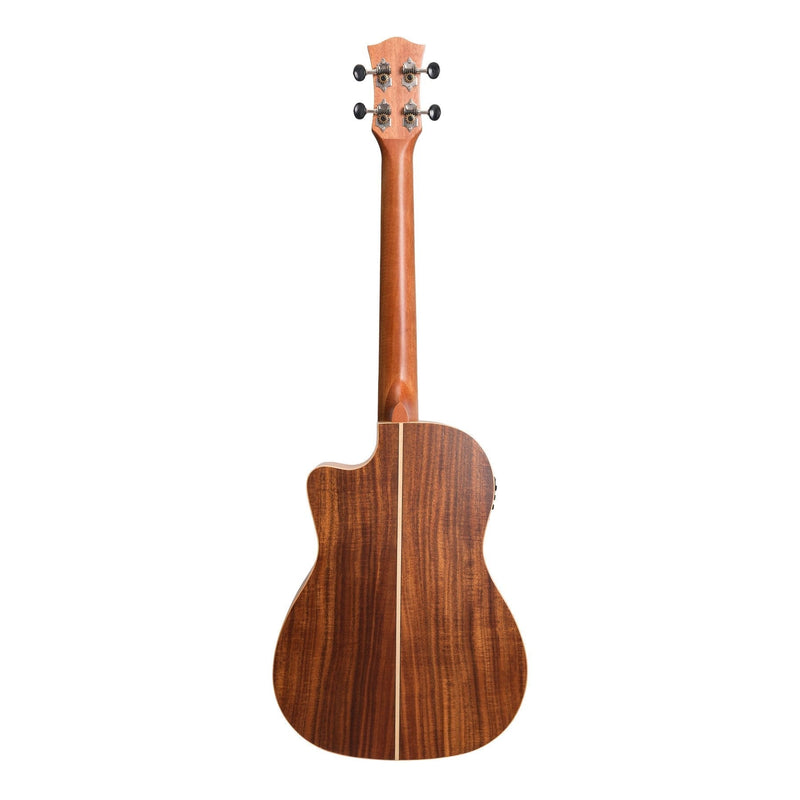 -Tiki '9 Series' Koa Solid Top Electric Cutaway Baritone Ukulele with Hard Case (Natural Satin)-Living Music