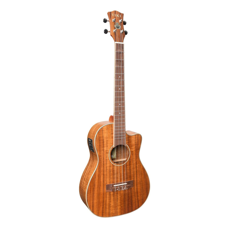 -Tiki '9 Series' Koa Solid Top Electric Cutaway Baritone Ukulele with Hard Case (Natural Satin)-Living Music