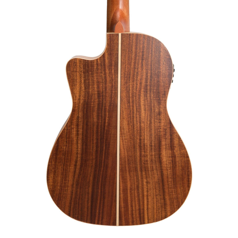 -Tiki '9 Series' Koa Solid Top Electric Cutaway Baritone Ukulele with Hard Case (Natural Satin)-Living Music