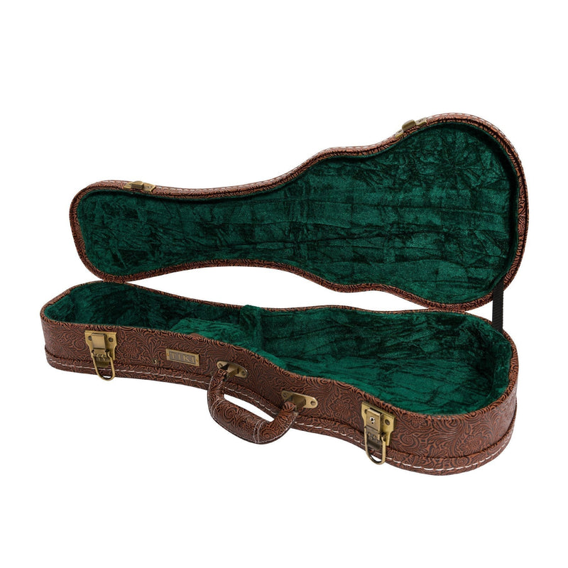-Tiki '9 Series' Koa Solid Top Electric Cutaway Concert Ukulele with Hard Case (Natural Satin)-Living Music