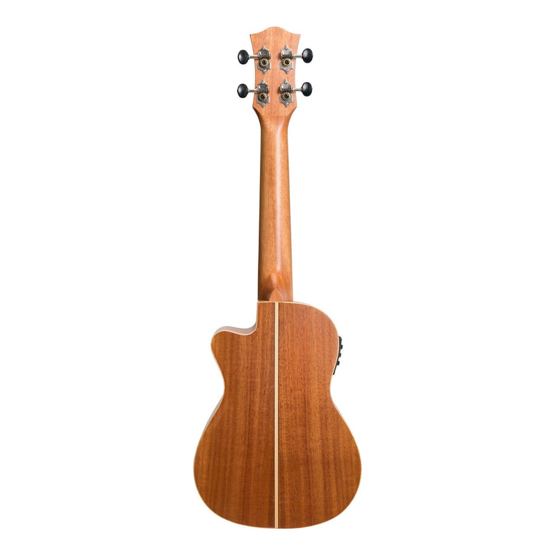 -Tiki '9 Series' Koa Solid Top Electric Cutaway Concert Ukulele with Hard Case (Natural Satin)-Living Music
