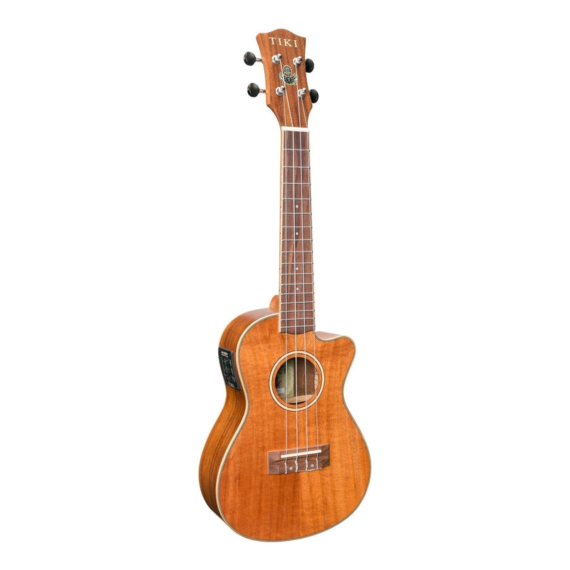 -Tiki '9 Series' Koa Solid Top Electric Cutaway Concert Ukulele with Hard Case (Natural Satin)-Living Music