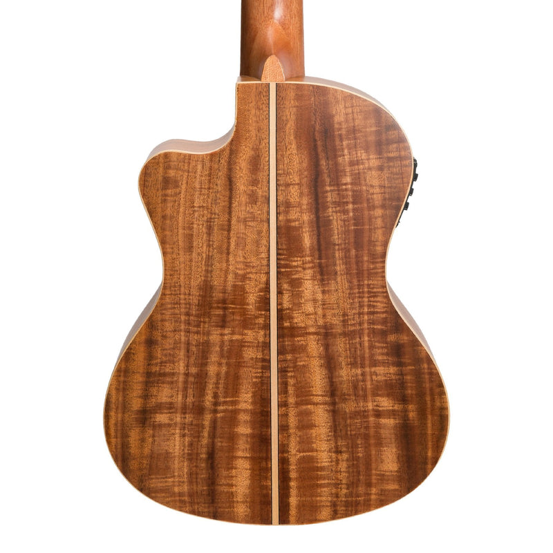 TKT-9CP-NST-Tiki '9 Series' Koa Solid Top Electric Cutaway Tenor Ukulele with Hard Case (Natural Satin)-Living Music