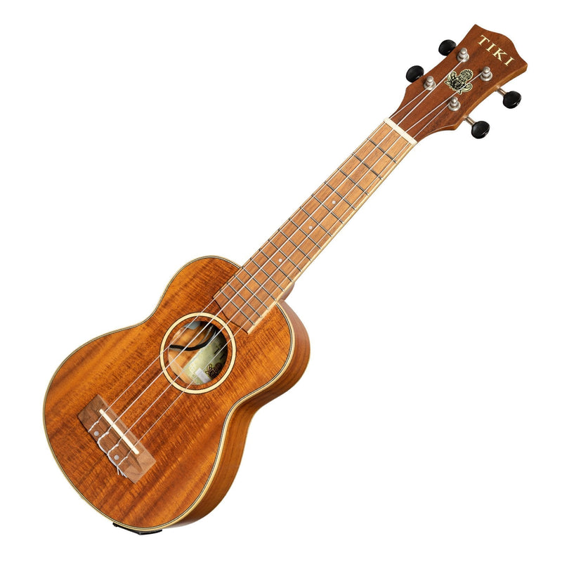 -Tiki '9 Series' Koa Solid Top Electric Soprano Ukulele with Hard Case (Natural Satin)-Living Music