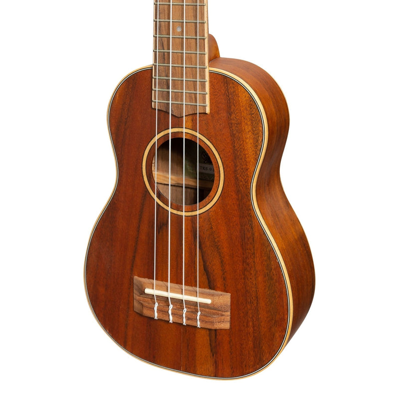 -Tiki '9 Series' Koa Solid Top Soprano Ukulele with Hard Case (Natural Satin)-Living Music