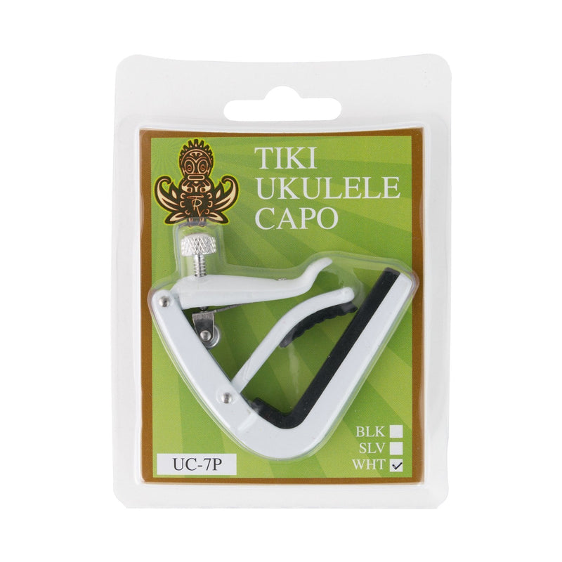 UC-7P-WHT-Tiki Adjustable Roller Ukulele Capo (White)-Living Music