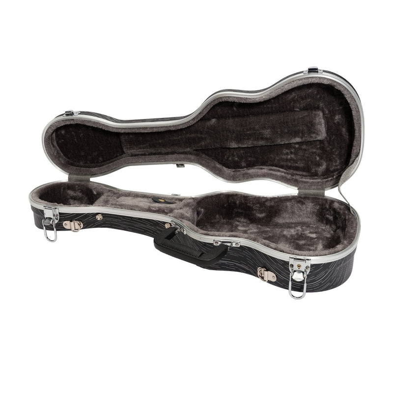 UHC-C-GRYBK-Tiki Deluxe Shaped Concert Ukulele Flight Case (Grey/Black)-Living Music