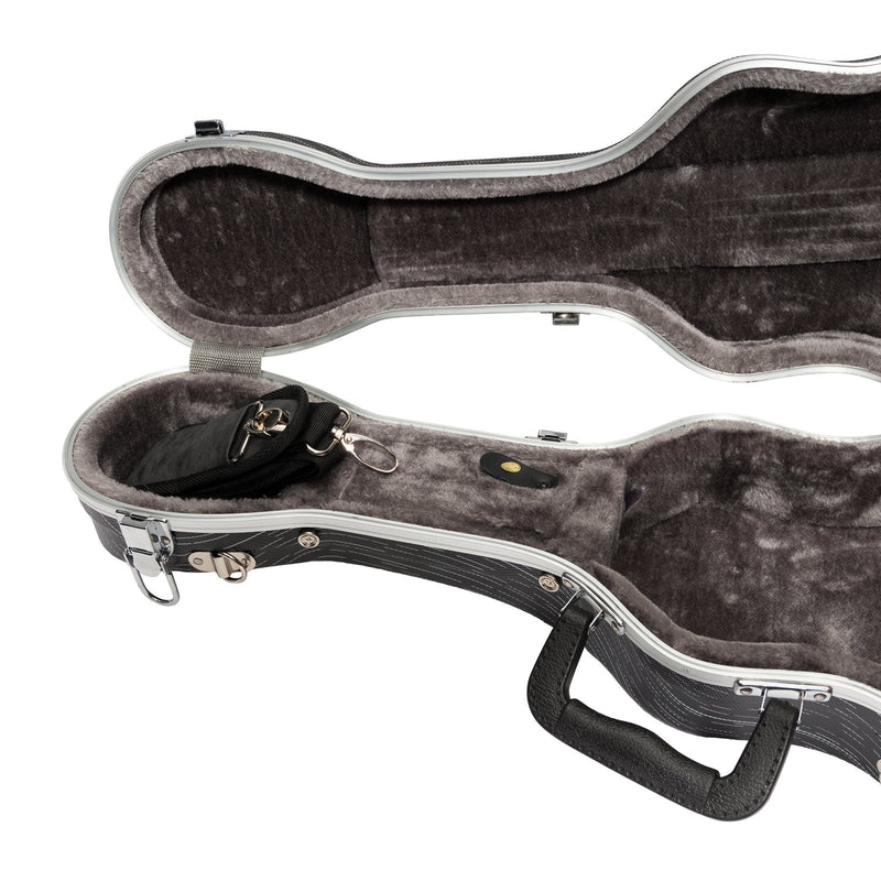 UHC-C-GRYBK-Tiki Deluxe Shaped Concert Ukulele Flight Case (Grey/Black)-Living Music