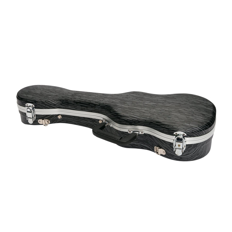 UHC-C-GRYBK-Tiki Deluxe Shaped Concert Ukulele Flight Case (Grey/Black)-Living Music