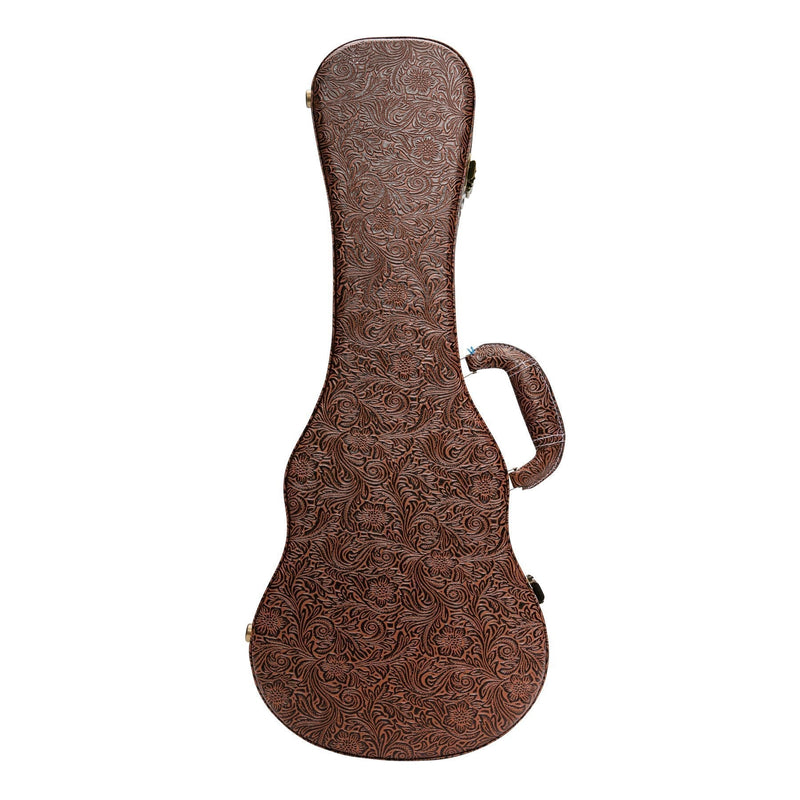 -Tiki Deluxe Shaped Concert Ukulele Hard Case (Paisley Brown)-Living Music