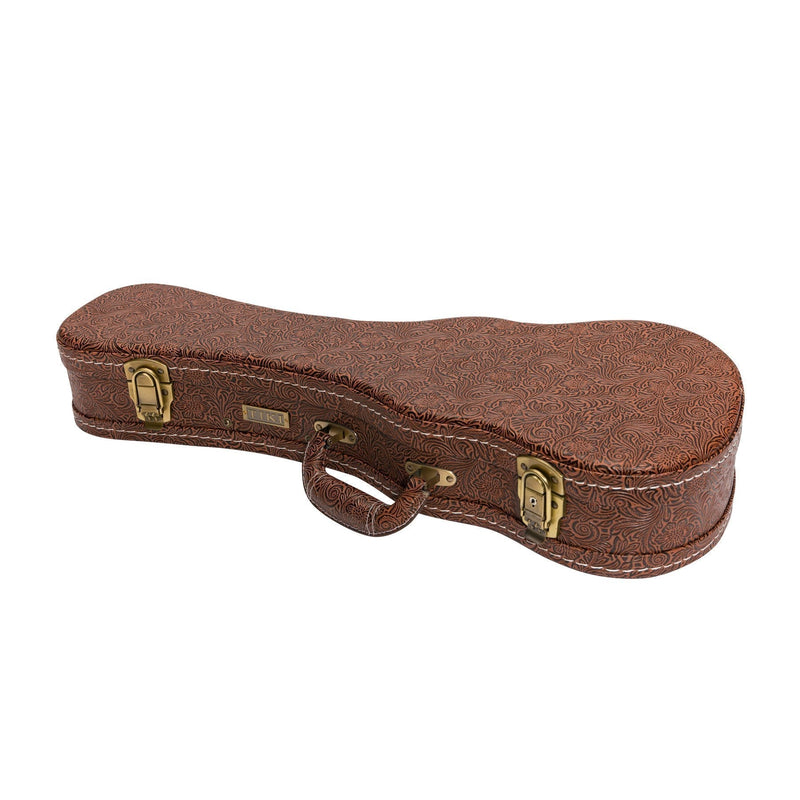 TUC-C-PASBRN-Tiki Deluxe Shaped Concert Ukulele Hard Case (Paisley Brown)-Living Music