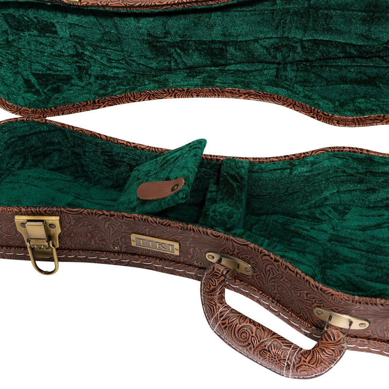 -Tiki Deluxe Shaped Concert Ukulele Hard Case (Paisley Brown)-Living Music