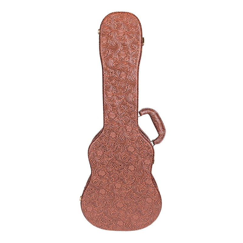 -Tiki Deluxe Shaped Tenor Ukulele Hard Case (Paisley Brown)-Living Music