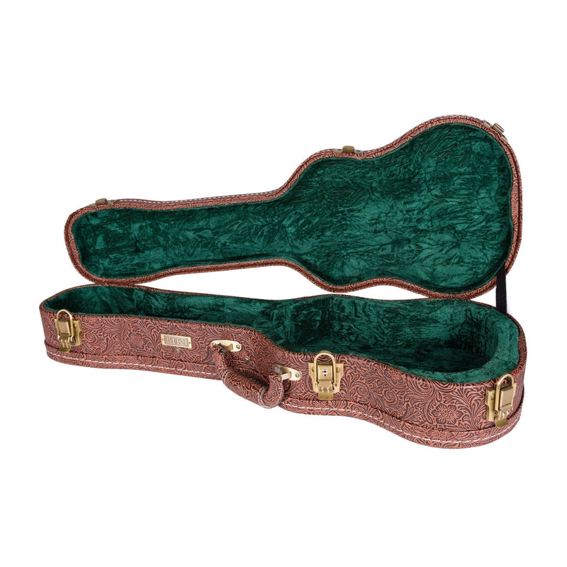 TUC-T-PASBRN-Tiki Deluxe Shaped Tenor Ukulele Hard Case (Paisley Brown)-Living Music