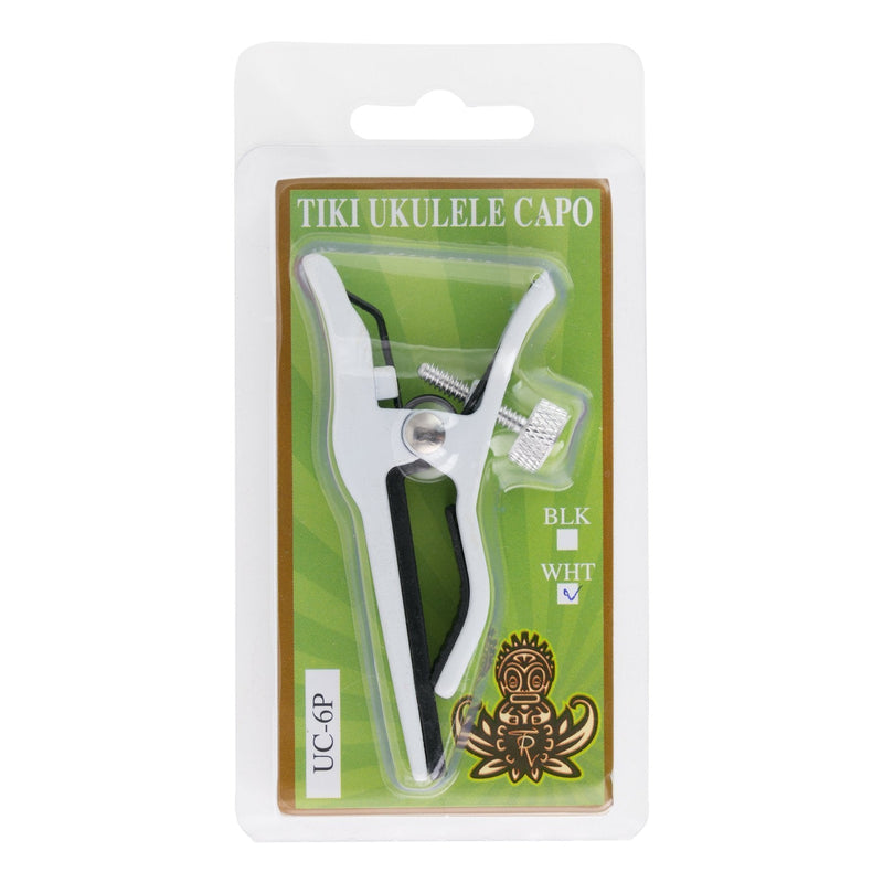 UC-6P-WHT-Tiki Quick-Grip Ukulele Capo (White)-Living Music