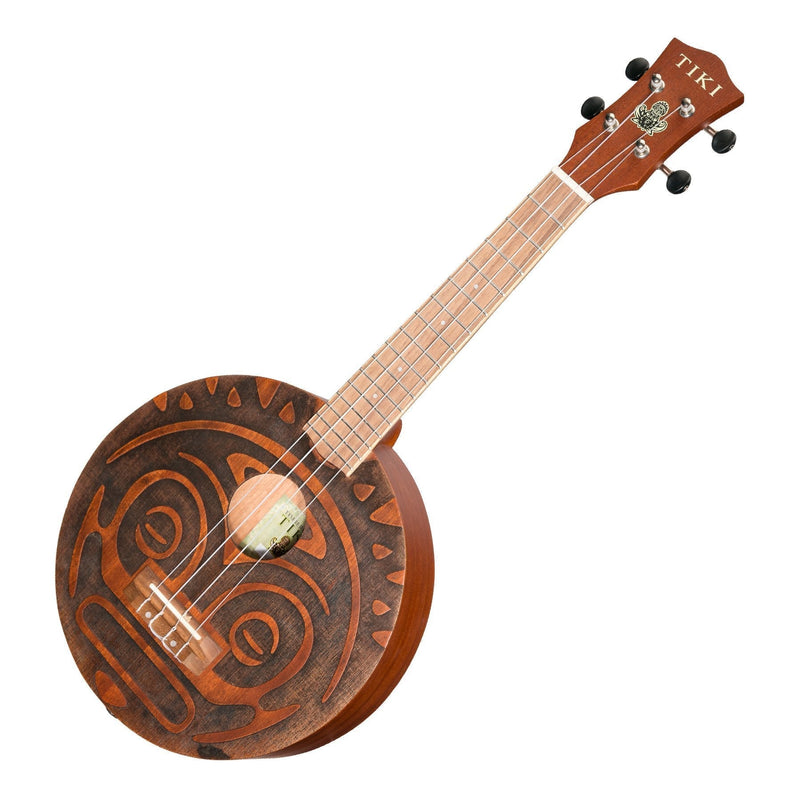 -Tiki 'Tiki Man' Ukulele with Pickup and Soft Case (Natural Satin)-Living Music