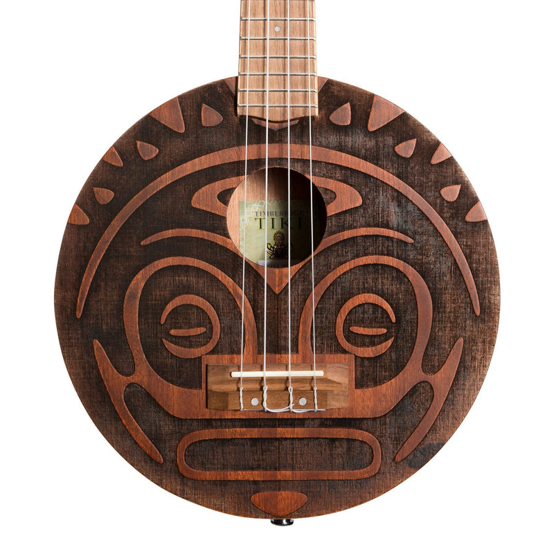 -Tiki 'Tiki Man' Ukulele with Pickup and Soft Case (Natural Satin)-Living Music