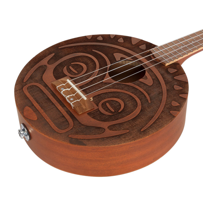 -Tiki 'Tiki Man' Ukulele with Pickup and Soft Case (Natural Satin)-Living Music