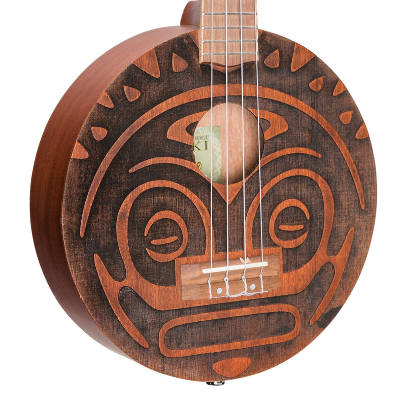 -Tiki 'Tiki Man' Ukulele with Pickup and Soft Case (Natural Satin)-Living Music