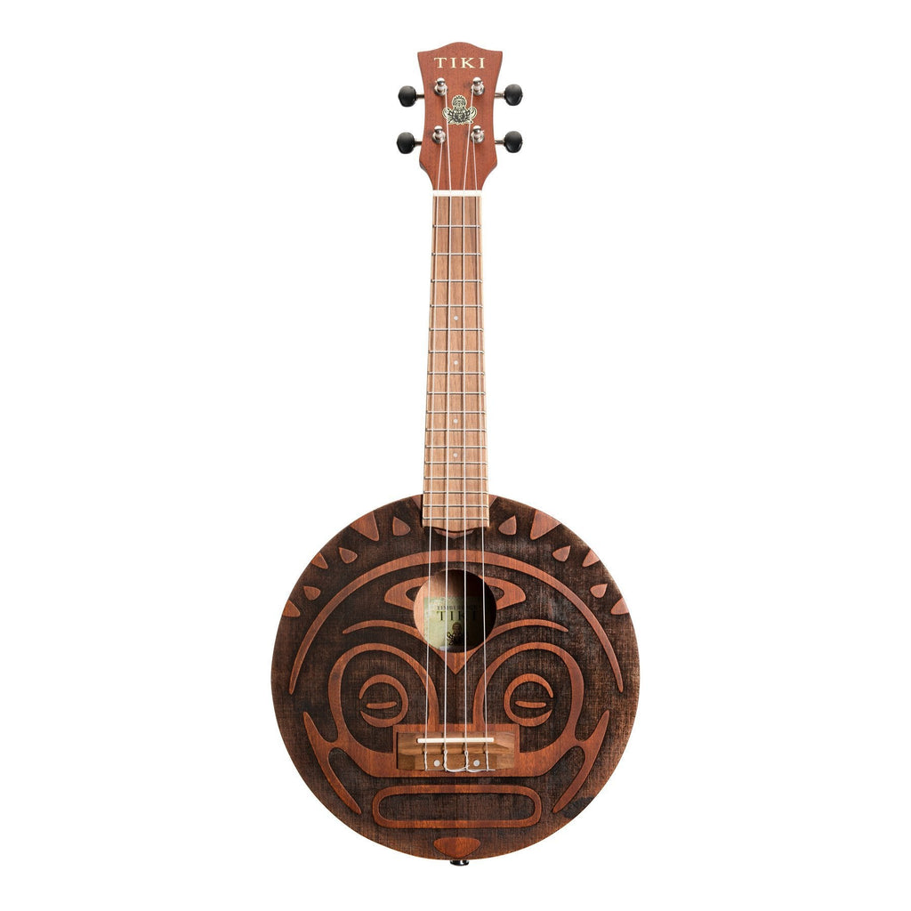 -Tiki 'Tiki Man' Ukulele with Pickup and Soft Case (Natural Satin)-Living Music