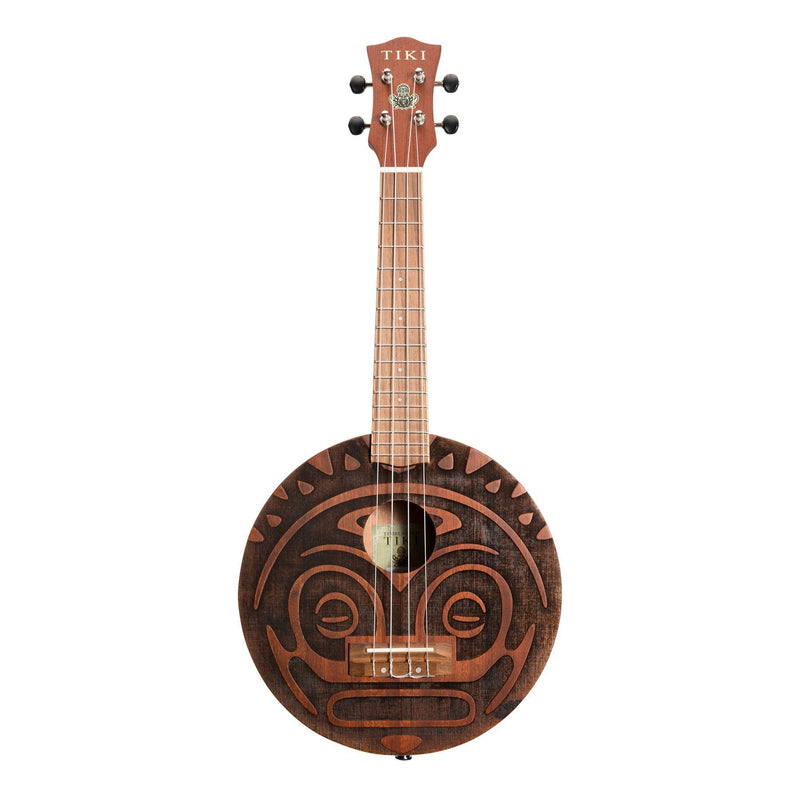 -Tiki 'Tiki Man' Ukulele with Pickup and Soft Case (Natural Satin)-Living Music