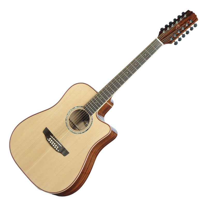 TRC-112-NGL-Timberidge '1 Series' 12-String Spruce Solid Top Acoustic-Electric Dreadnought Cutaway Guitar (Natural Gloss)-Living Music