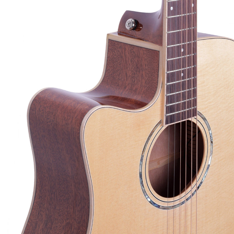 TRC-1L-NGL-Timberidge '1 Series' Left Handed Spruce Solid Top Acoustic-Electric Dreadnought Cutaway Guitar (Natural Gloss)-Living Music